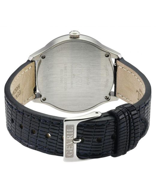 Gevril Blue Morcote Swiss Diamond Watch Mop, Genuine Italian Leather