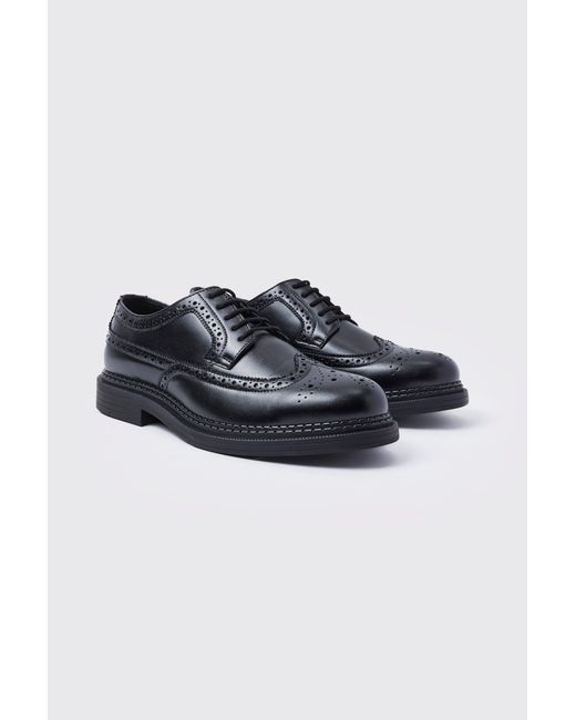 BoohooMAN Black Classic Pu Brogue for men