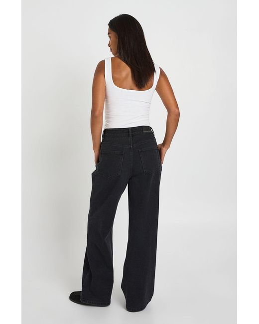 Boohoo Blue The Petite High Waist Straight Leg Jean