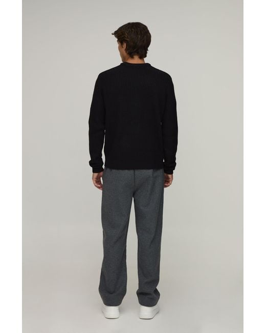 BoohooMAN Black Regular Fit Ribbed Knitted Jumper for men