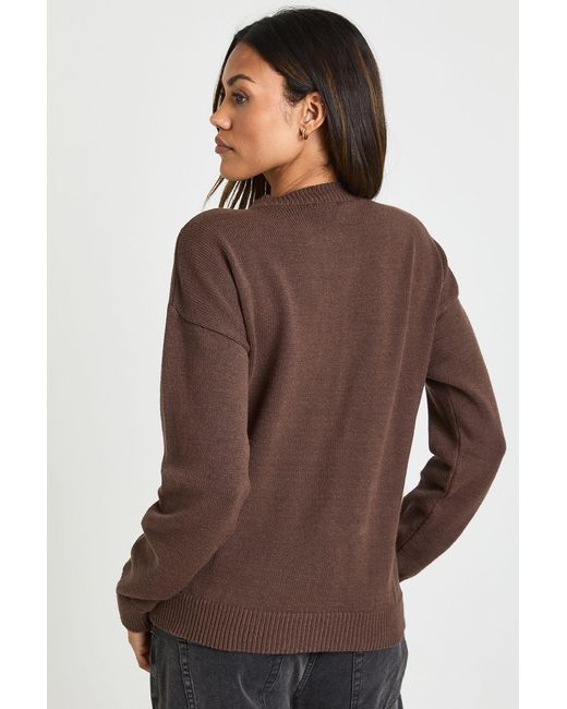 Boohoo Brown Maternity Button Jumper