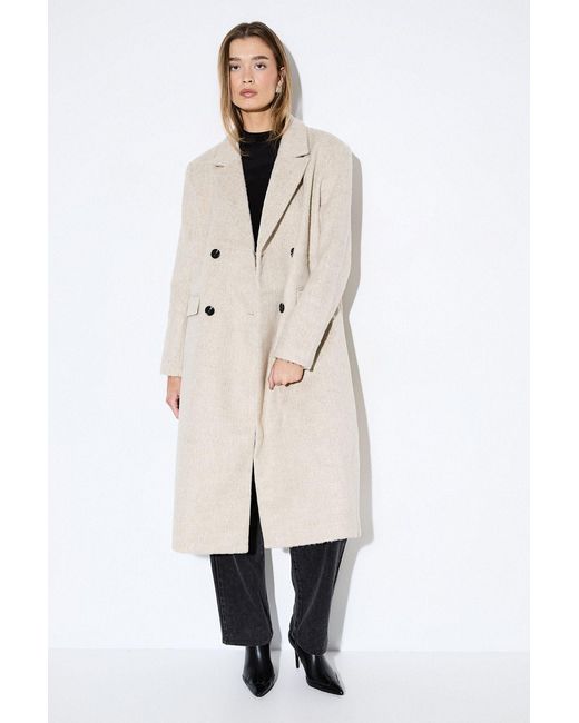 MissPap White Wool Look Structured Shoulder Coat