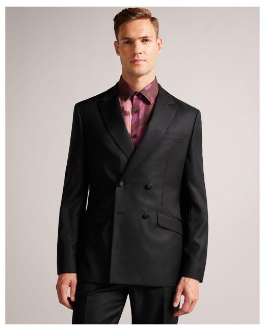 Ted Baker Black Lagan Slim Fit Double-Breasted Suit Jacket for men