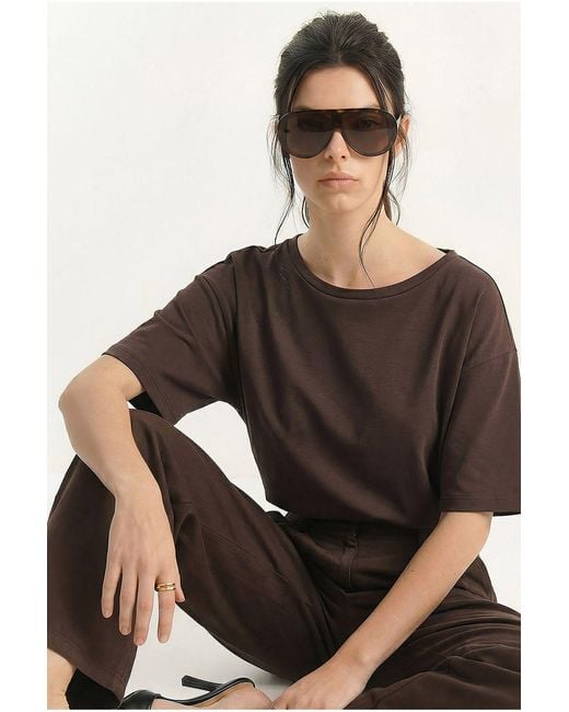 Bianco Lucci Black Cotton T-Shirt
