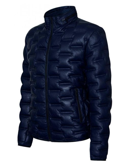 Infinity Leather Blue Puffer Quilted Bomber Jacket for men