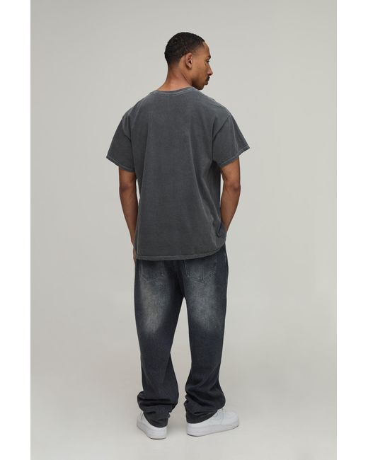 BoohooMAN Gray Washed Oversized Fleetwood Mac License Print T-Shirt for men