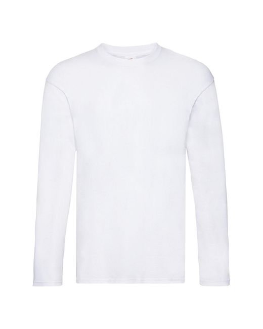 Fruit Of The Loom White Original Long Sleeve T-Shirt for men