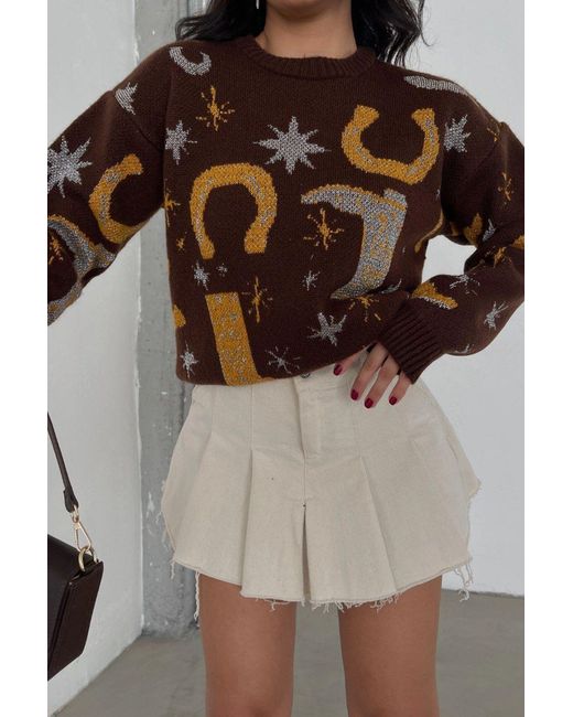 Hiccup Brown Graphic Crew Neck Sweater