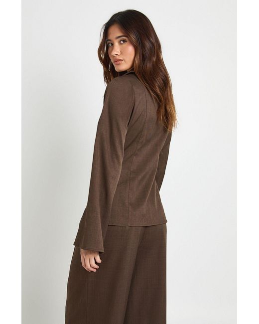 Boohoo Brown Drape Cinched Shirt
