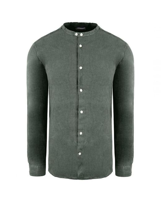 Emporio Armani Green Regular Fit Dark Shirt Textile for men