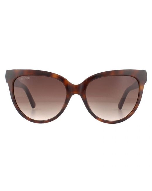 Swarovski Brown Cat Eye Dark Havana Gradient Sunglasses