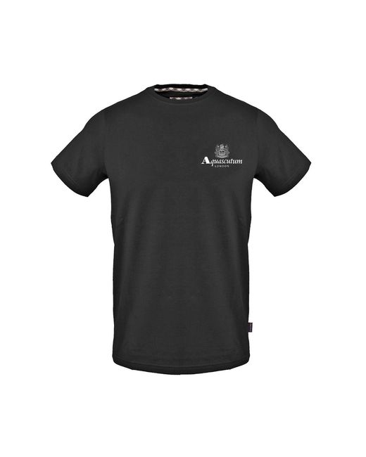 Aquascutum Black Crew Neck Short Sleeve Regular Fit T-Shirt for men