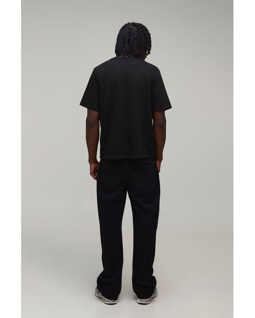 BoohooMAN Black Tall Essential Regular Waffle T-Shirt for men