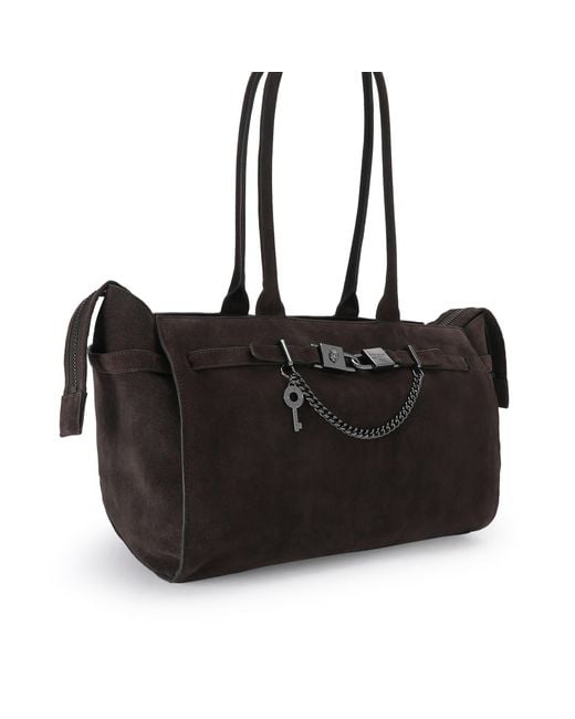Kurt Geiger Black Suede Kingsley Shopper Bag