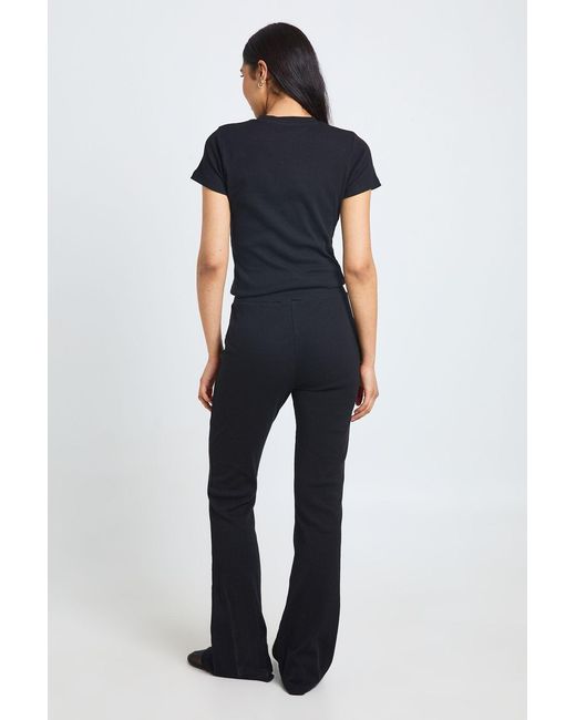 Boohoo Blue Tall Basic Rib Flared Legging
