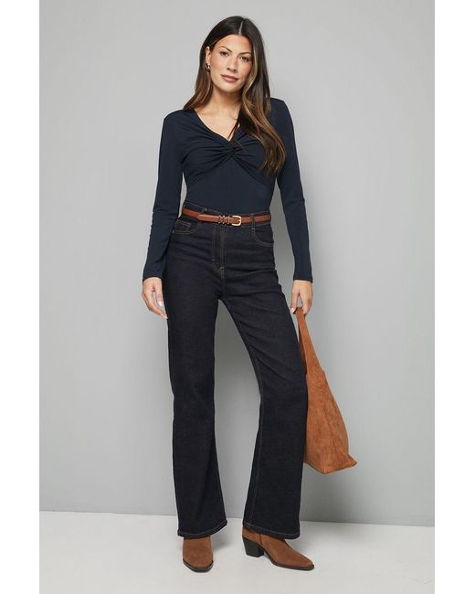 Wallis Blue Jersey Twist Front Top