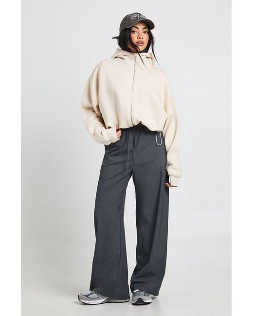 Boohoo Blue Funnel Neck Zip Through Hoodie With Toggles