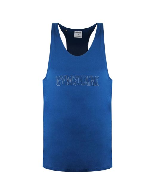 GYMSHARK Blue Outline Logo Tank Top Cotton for men