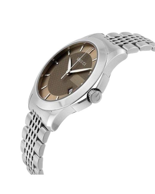 Gucci G-Timeless Herenhorloge Ya126406 Met Bruine Wijzerplaat En Zilveren Armband in het Metallic voor heren