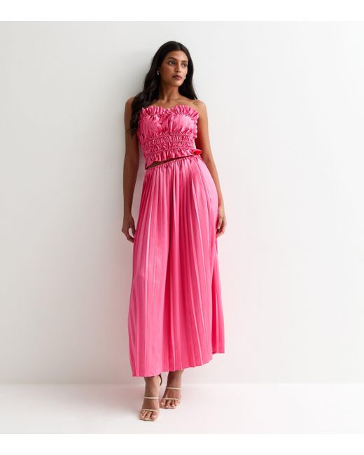 Gini London Pink Hot Ruched Bandeau Top