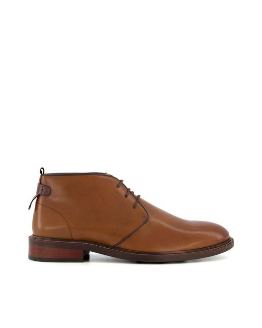 Dune Brown Mancent Smart Chukka Boots Leather for men