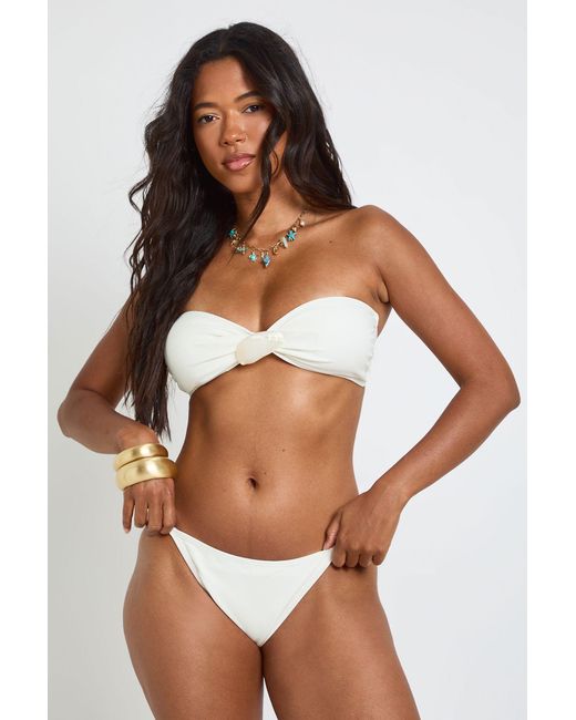 Boohoo Brown Shell Detail Twist Front Bandeau Bikini Set