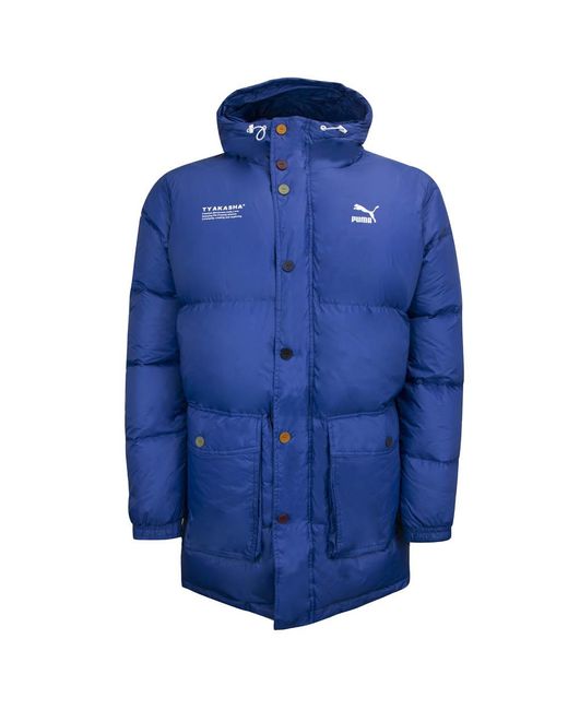 PUMA Blue X Tyakasha Woven Down Parka Hooded Padded Coat 595561 39 for men