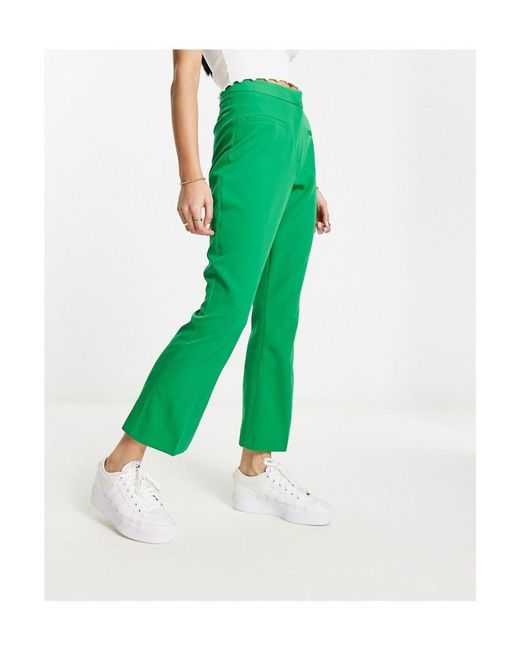 Miss Selfridge Green Cropped Flare Trouser