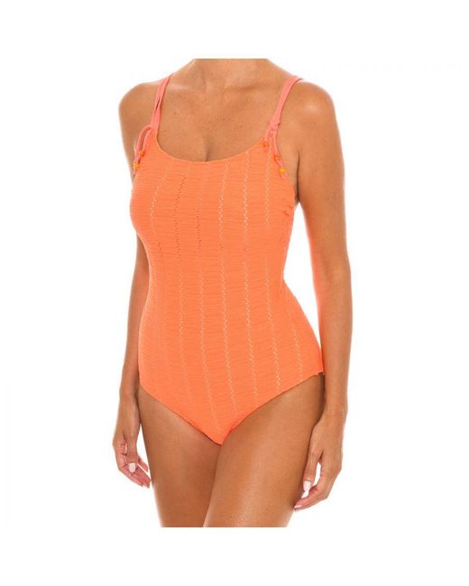 Teleno Orange Round Neckline Swimsuit Eb0216B