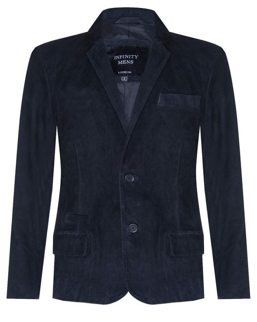 Infinity Leather Blue Blazer Suede Jacket Soft Italian Coat for men