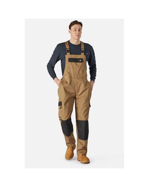 Dickies Brown Everyday Bib And Brace Work Overall Cotton for men