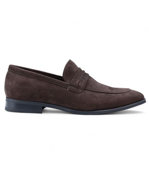 Infinity Leather Brown Suede Moccasin Loafers Smart Slip-On Shoes Faux Leather for men