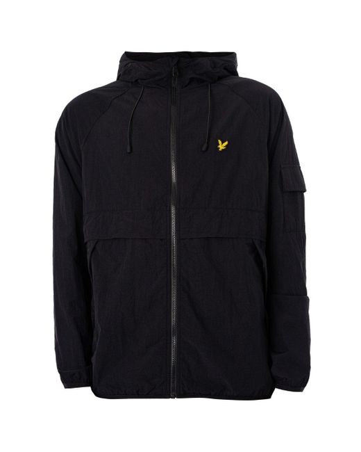 Lyle & Scott Black Branded Jet Hooded Winbreaker Jacket for men