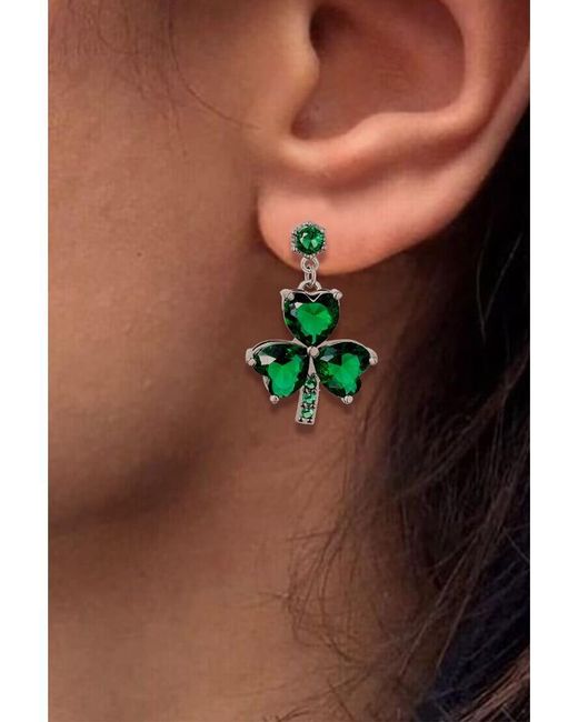 Azura Exchange Brown Mist Clover Diamond Studded Dangle Earrings for men