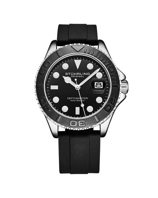 Stuhrling Black Depthmaster 4072 Aquadiver 42Mm for men