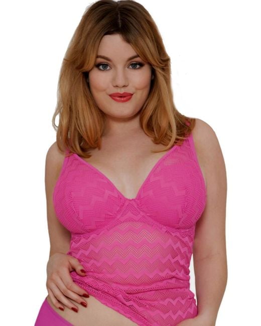 Curvy Kate Pink Hi Voltage Plunge Tankini Top