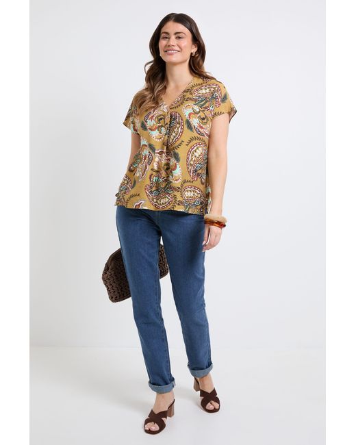 Wallis Brown Paisley Overhead Shirt