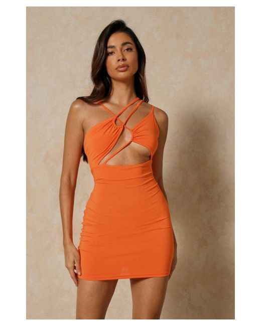 MissPap Orange Strap Detail Mini Dress