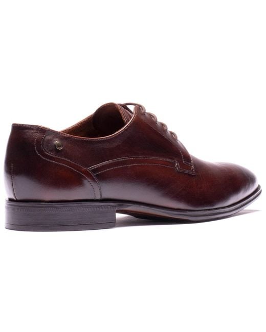Base London Brown Vance Leather Derby Shoes for men