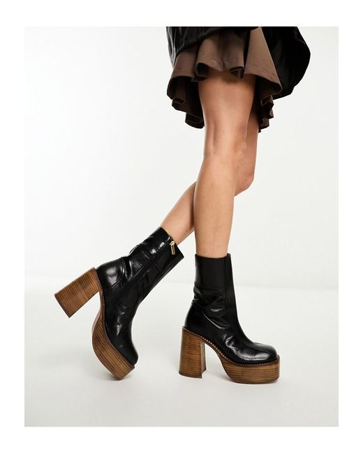ASOS Black Romeo Leather Platform Boots