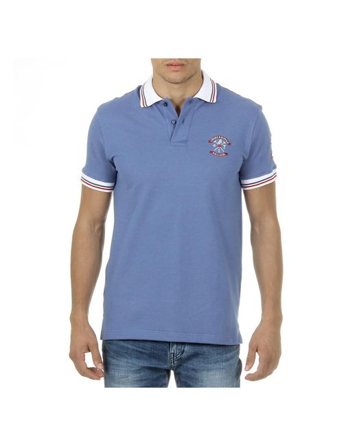 Ufford & Suffolk Polo Club Blue Short Sleeves Light Dago Cotton for men