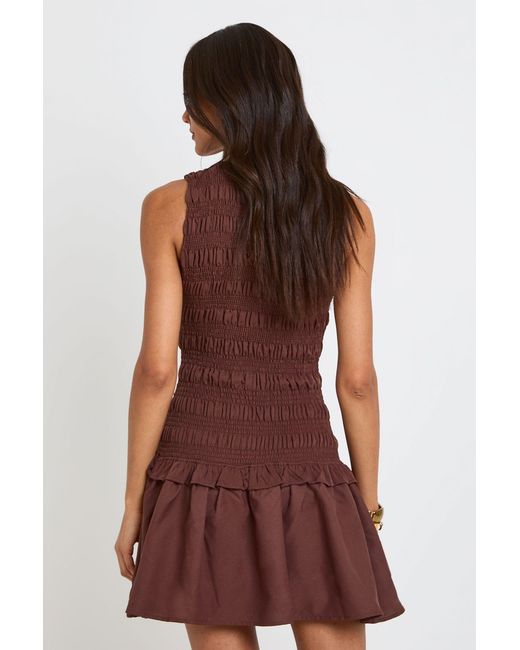 Boohoo Tall Shirred Racer Neck Smock Dress