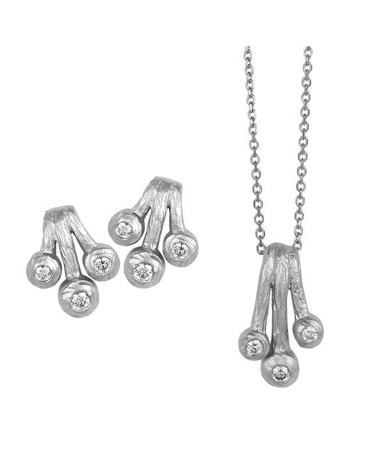 Orphelia White 925 Sterling Set: Chain-Pendant + Earrings