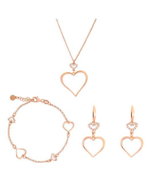 Orphelia 'alfina' Dames 925 Sterling Zilveren Set: Ketting + Armband + Oorbellen in het Metallic