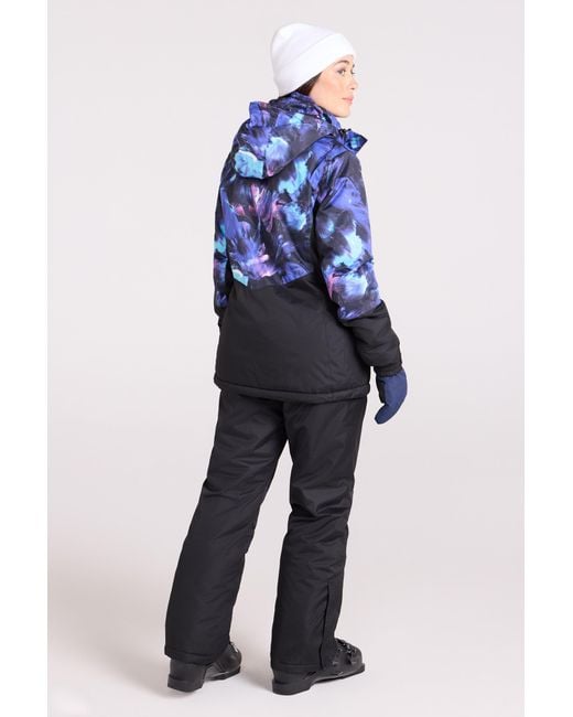 Mountain Warehouse Blue Patterned Ski Jacket And Pants Set Padded Hooded Snowproof Winter Outfit