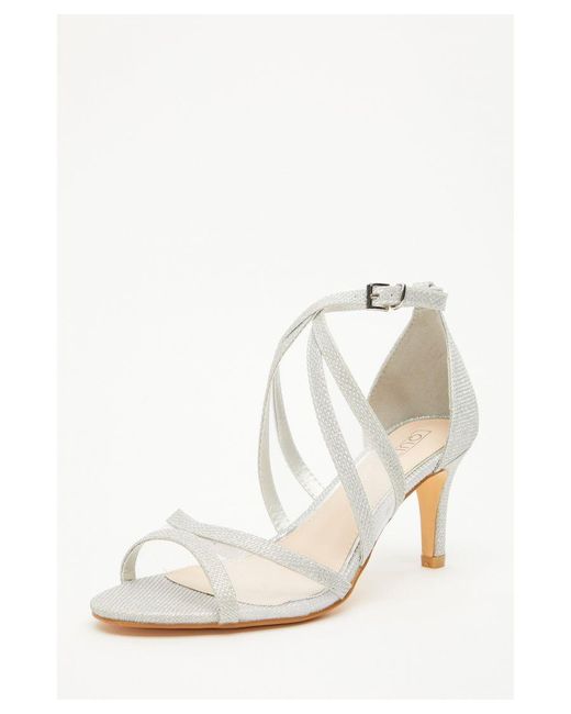 Quiz silver shop cross strap sandals