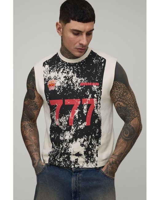 BoohooMAN Gray Tall Crackle Print Sports Boxy Fit Tank for men
