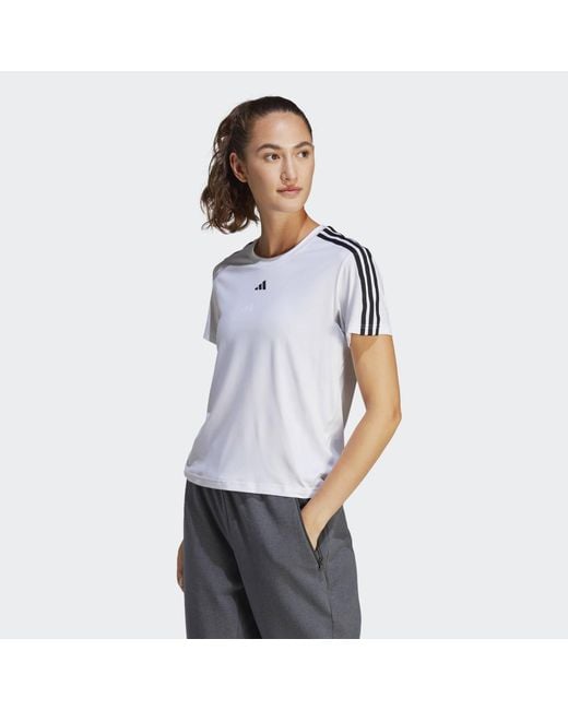 Adidas Originals Blue Aeroready Train Essentials 3-Stripes Tee