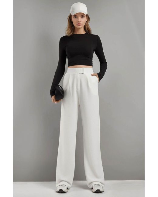 Hiccup Black High Waist Elastic Crepe Palazzo Pants