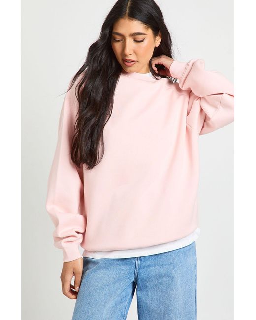 Boohoo Pink Tall Raglan Seam Oversized Sweatshirt